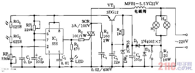 555礦井除塵延時光電控制器電路圖.jpg