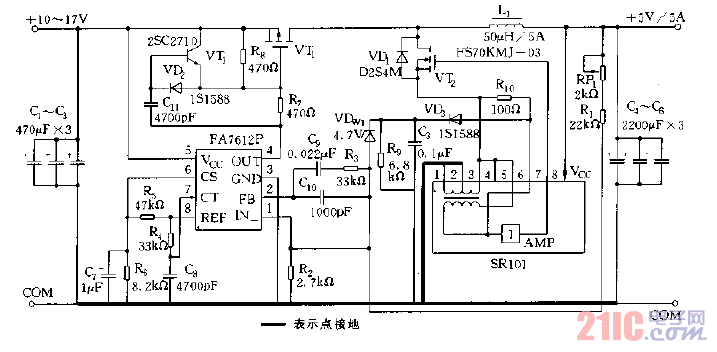 采用同步整流模塊構(gòu)成的DC,DC變換器電路圖.gif