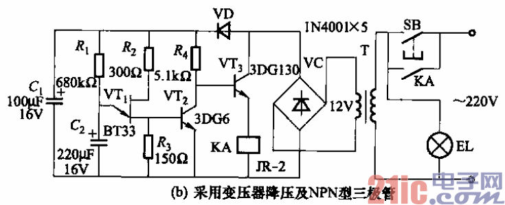 42.采用單結(jié)晶體管的照明延時電路之二b.gif