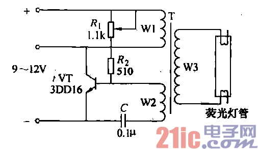 43.直流電點(diǎn)燃熒光燈電路.gif