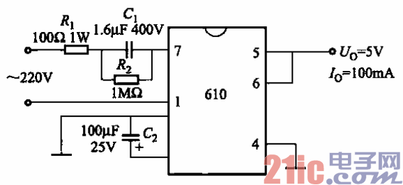 70.輸出電壓固定的MAX610穩(wěn)壓電源電路.gif