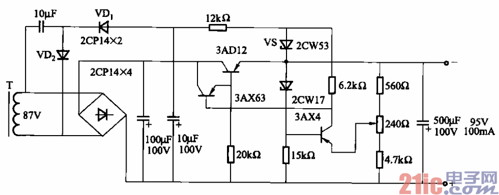 29.95V、100mA穩(wěn)壓電源電路.gif