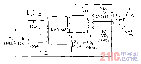 LM3578A用做RS-232線路電壓驅動器電源電路圖.gif